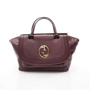 Gucci Double GG Handbag Leather Bordeaux Red